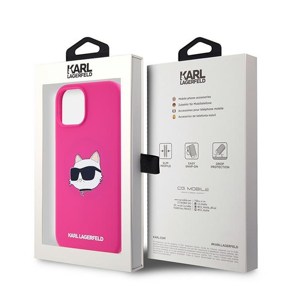 Karl Lagerfeld KLHMP15MSCHPPLF Apple iPhone 15 Plus / 14 Plus hardcase Silicone Choupette Head MagSafe fuschia