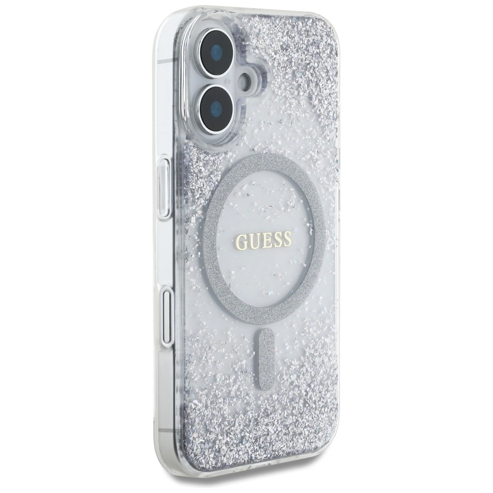 Guess HC Resin Bottom Glitter Apple iPhone 16 MagSafe silver
