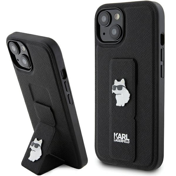 Karl Lagerfeld KLHCP15SGSACHPK iPhone 15 czarny/black hardcase Gripstand Saffiano Choupette Pins