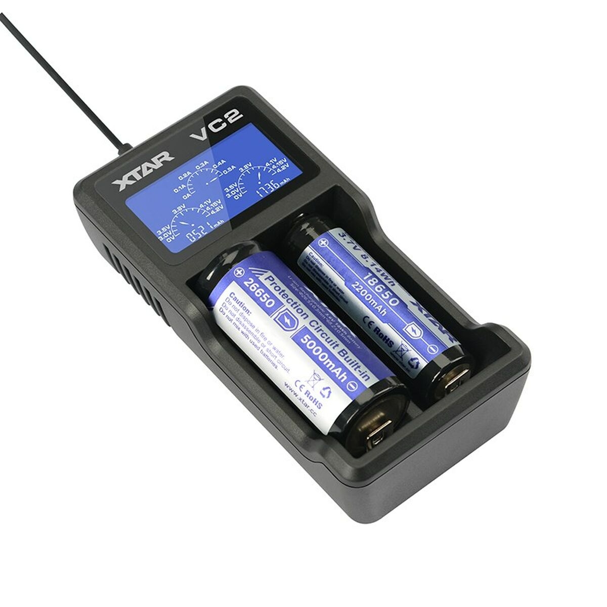 Battery charger Xtar VC2 Litio Ion Batteries x 2