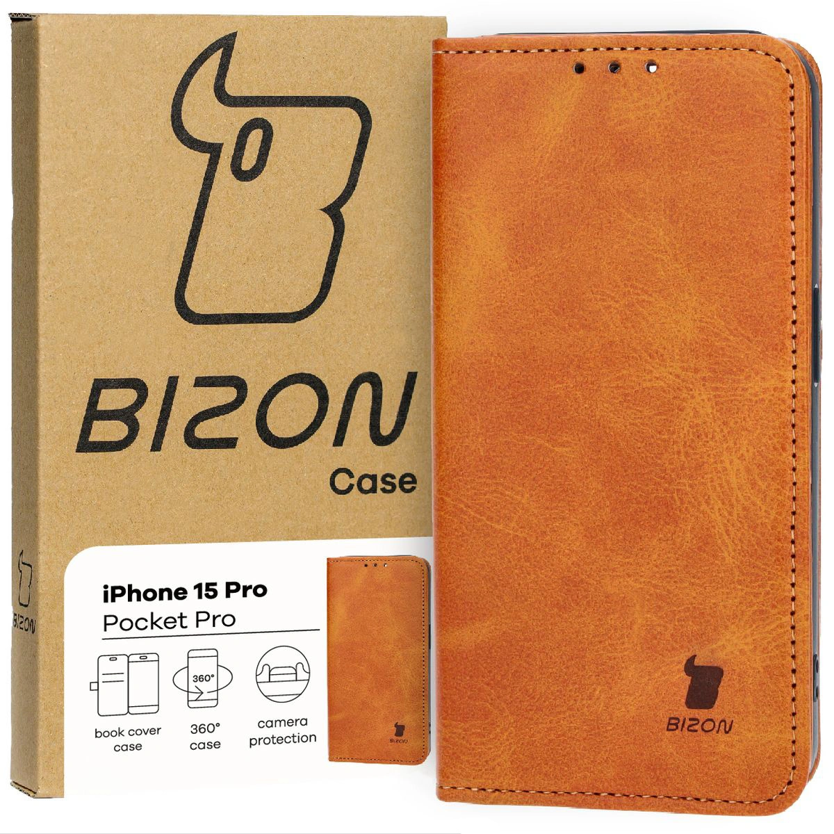 Bizon Case Pocket Pro Apple iPhone 15 Pro brown