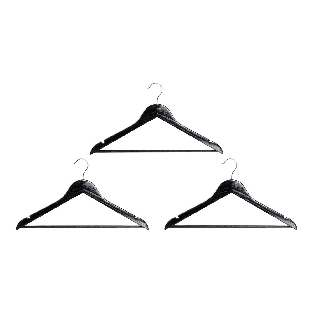 Set of Clothes Hangers DKD Home Decor 45 x 1,3 x 22 cm Black Metal Wood (3 pcs)