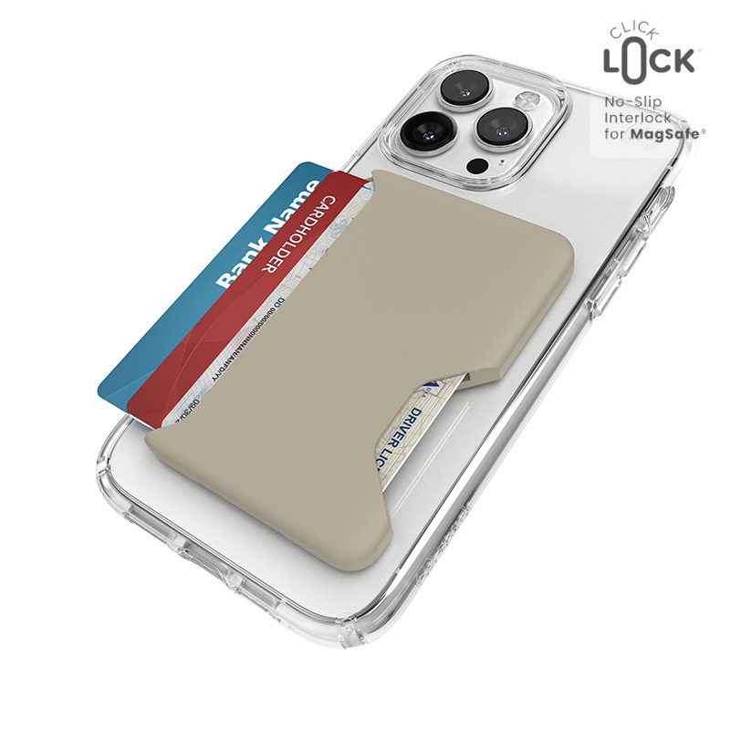 Speck card pocket case with ClickLock function Wallet MagSafe Pale Oak