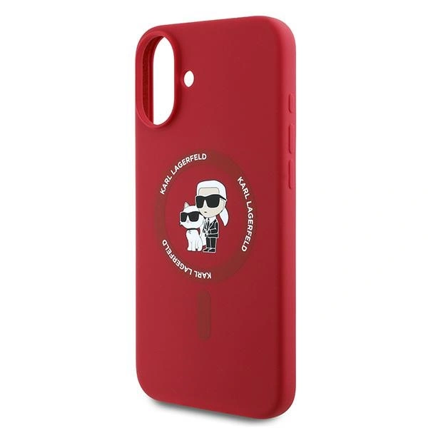 Case Karl Lagerfeld KLHMP16MSCMKCRHR Apple iPhone 16 Plus hardcase Silicone Karl&Choupette Heads Ring MagSafe red