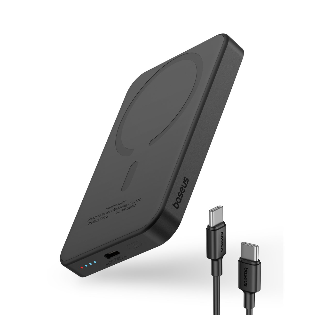 Baseus powerbank 5000mAh 20W with inductive charging + USB-C cable (20V/3A) black