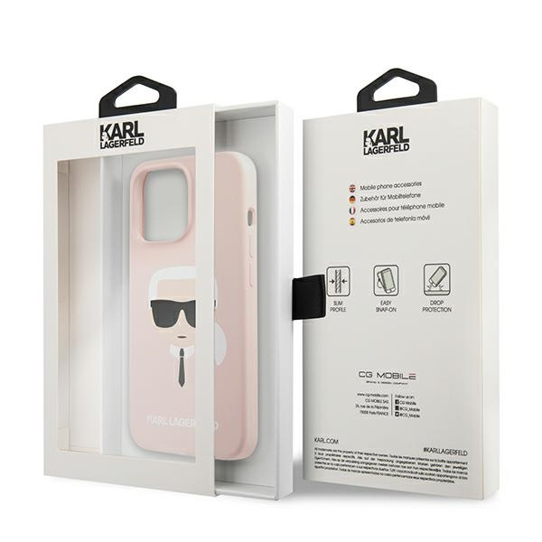 Karl Lagerfeld KLHCP13XSLKHLP Apple iPhone 13 Pro Max light pink hardcase Silicone Karl`s Head