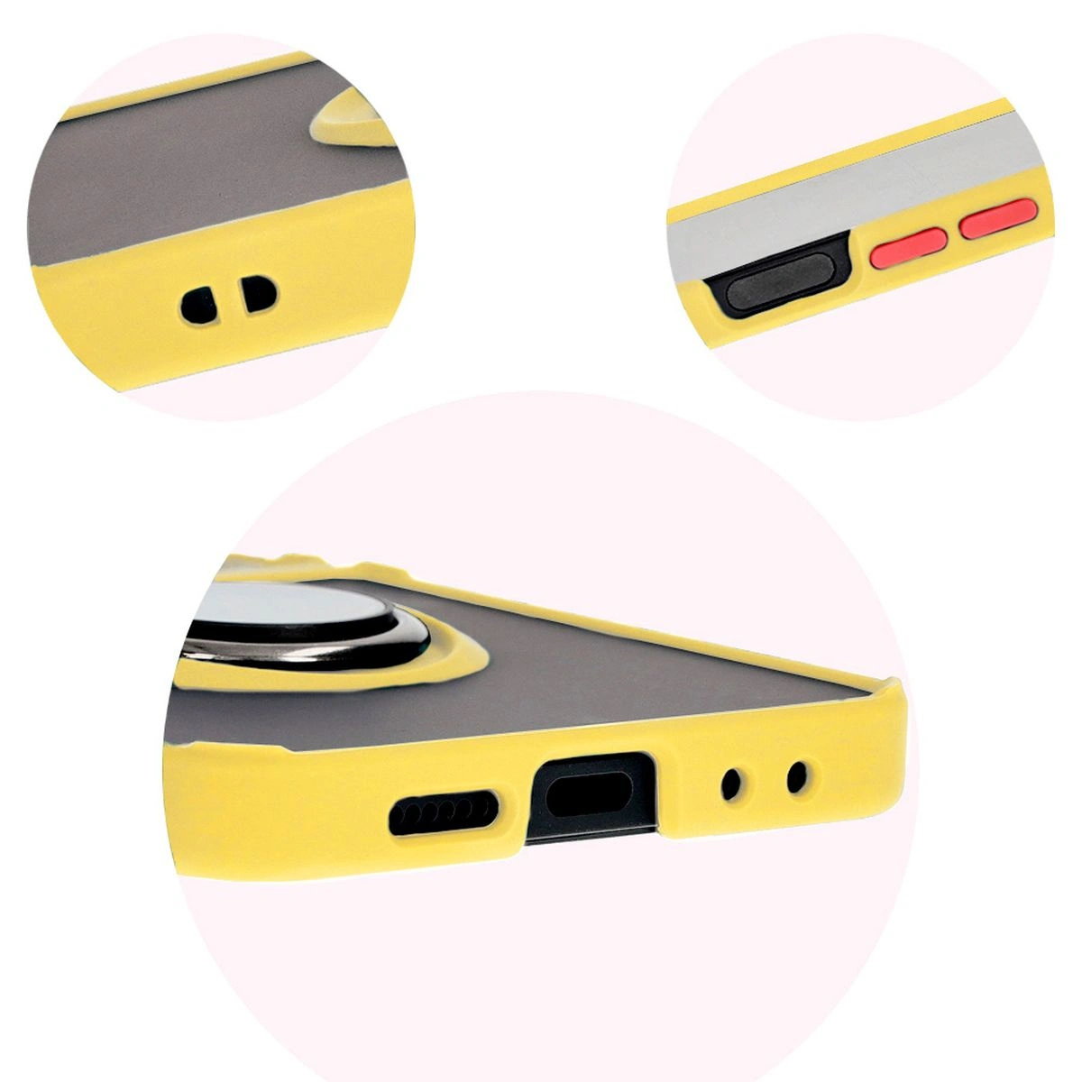 Bizon Case Hybrid Ring Samsung Galaxy Z Flip6 smoky with a yellow frame