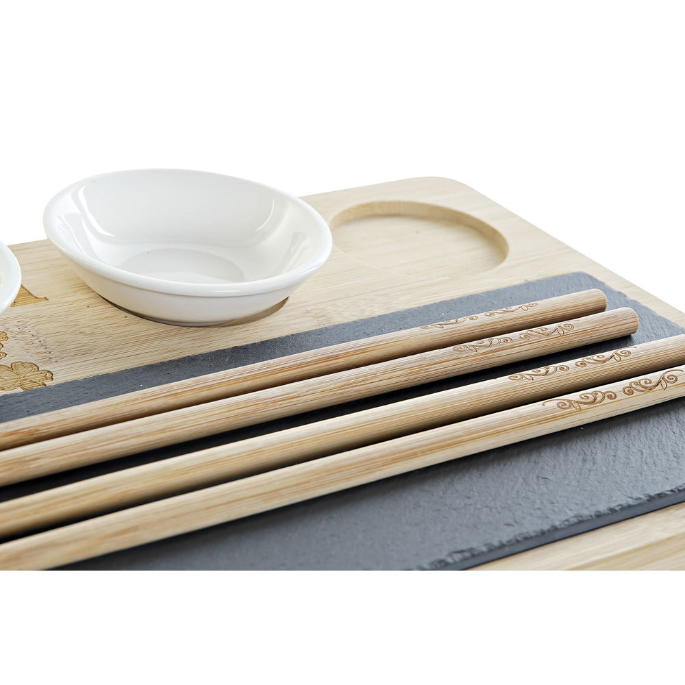 Sushi Set DKD Home Decor PC-186227 28,5 x 18,5 x 2,6 cm Natural Black Board White Oriental (9 Pieces) (28,5 x 18,5 x 2,6 cm)