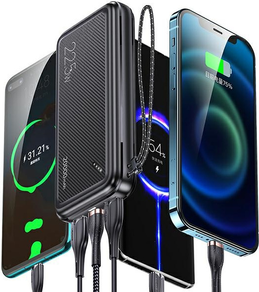 USAMS Powerbank PB60 20000mAh 22.5W 2xQC3.0+PD Fast Charge black 20KCD16801 (US-CD168)
