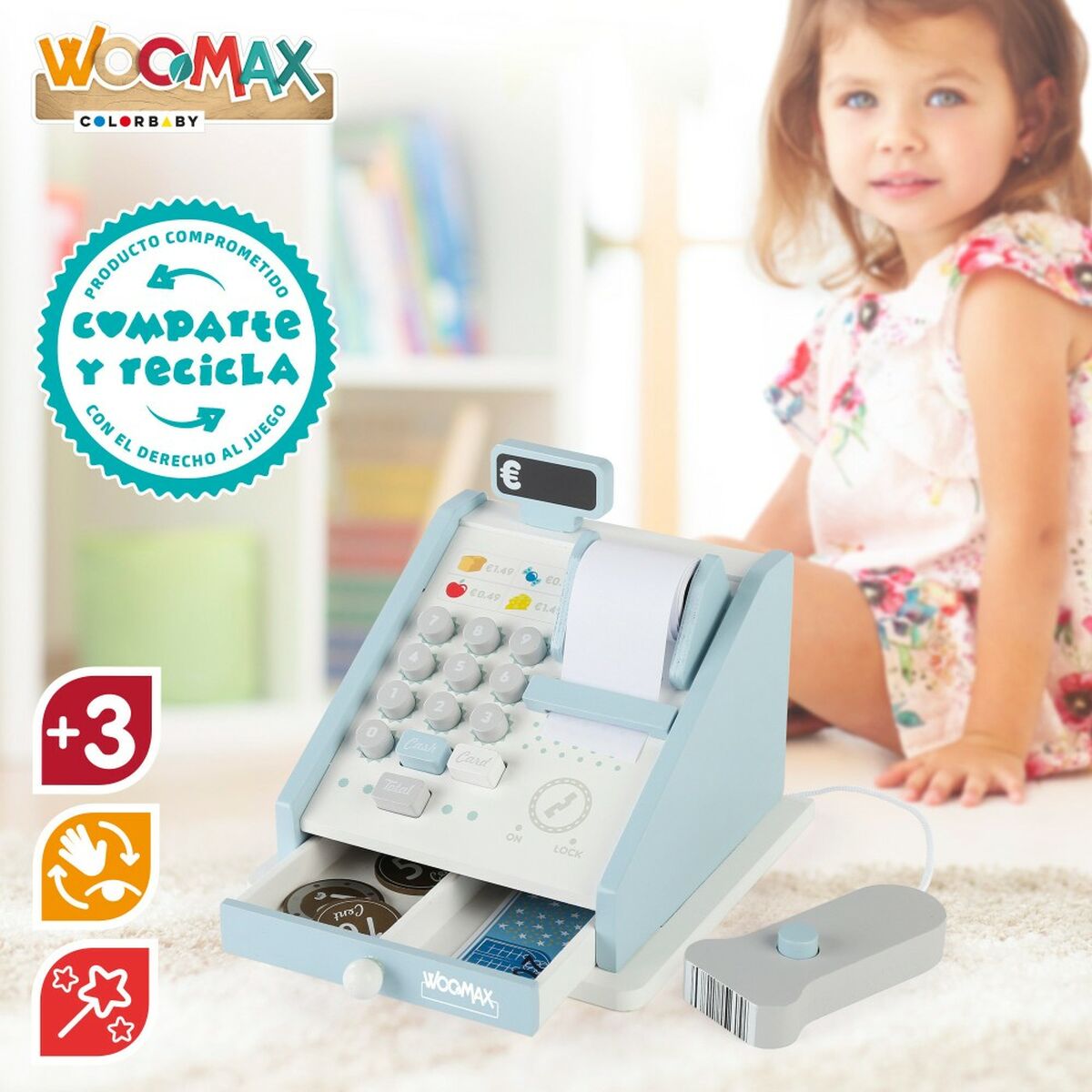 Kasa fiskalna dla dzieci Woomax 18 Części 18 x 15 x 18 cm 4 Sztuk