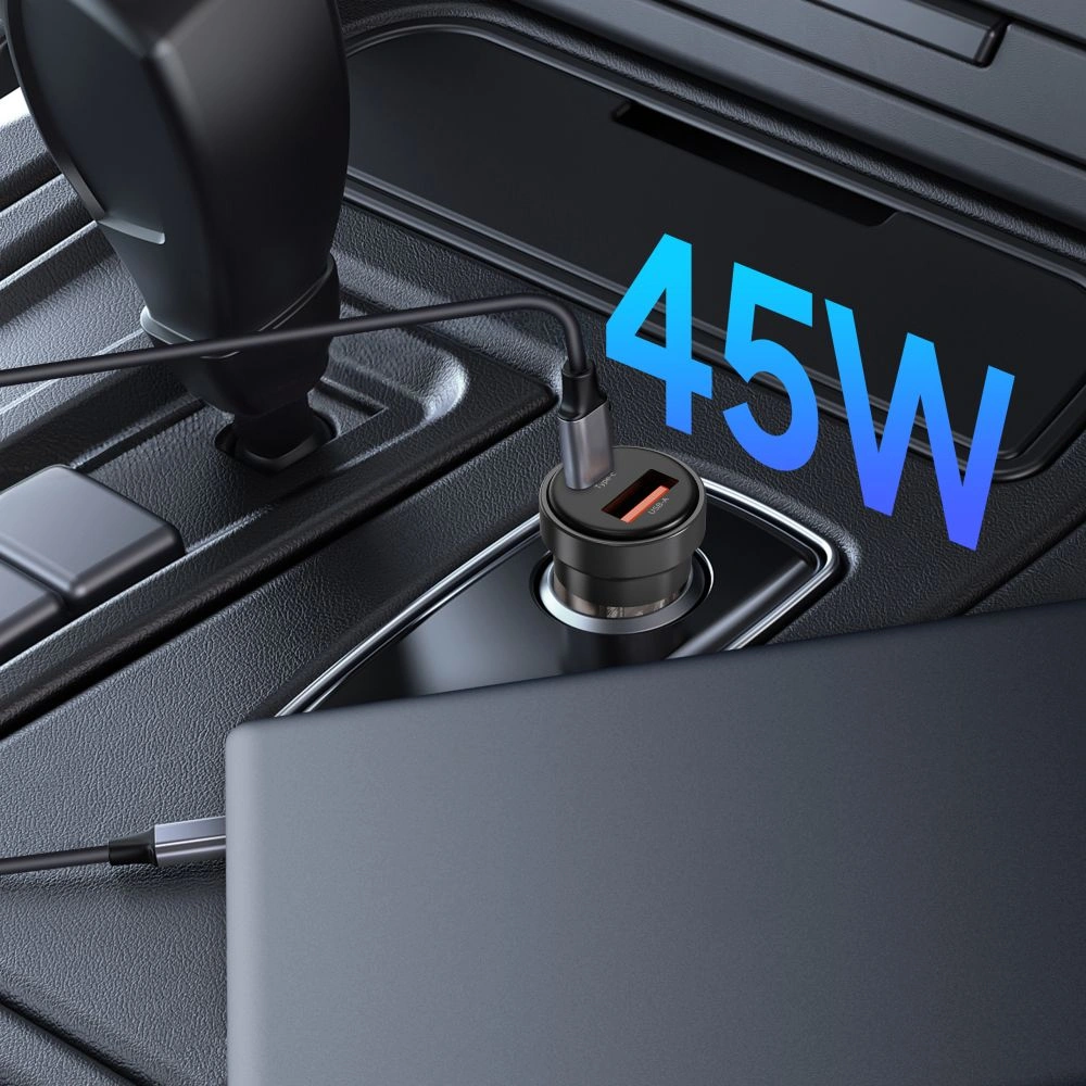 Tech-Protect CC03 2-port Car Charger USB-A, USB-C PD 45W / QC 3.0 Black