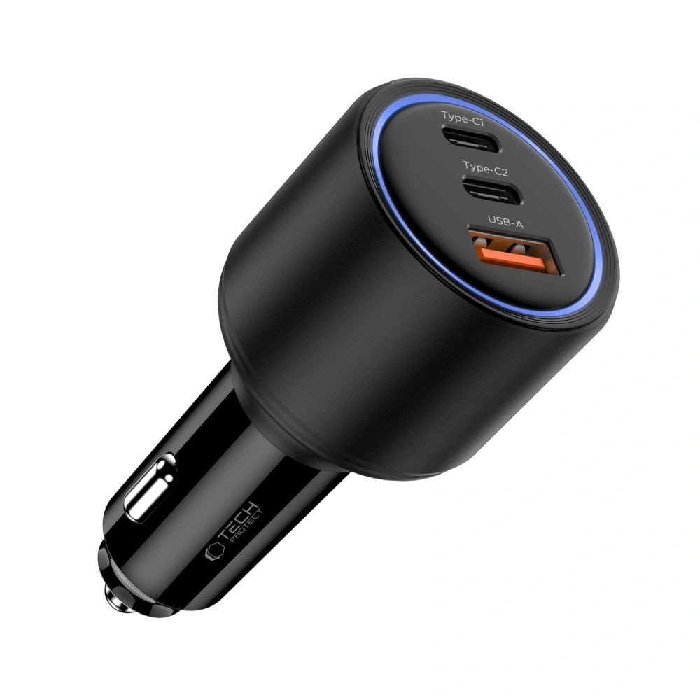 Tech-Protect CC04 3-port Car Charger USB-A, 2xUSB-C PD 175W Black