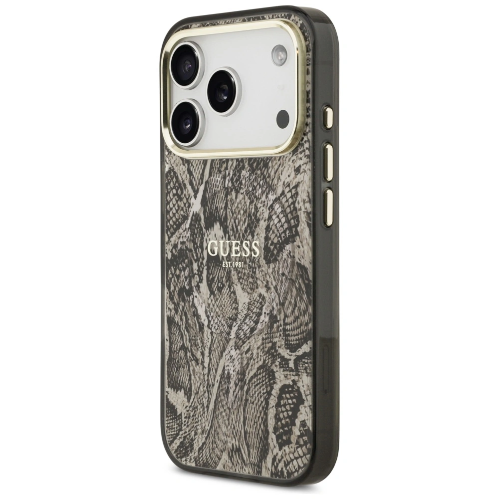 Etui Guess Python Pattern MagSafe do Apple iPhone 17 Pro Max brązowy
