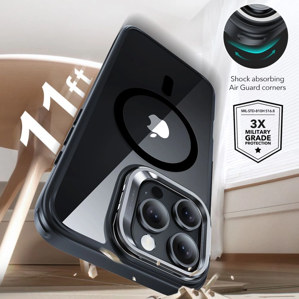 ESR Classic Hybrid Kickstand Halolock MagSafe & Tempered Glass Apple iPhone 16 Pro Max Clear/black