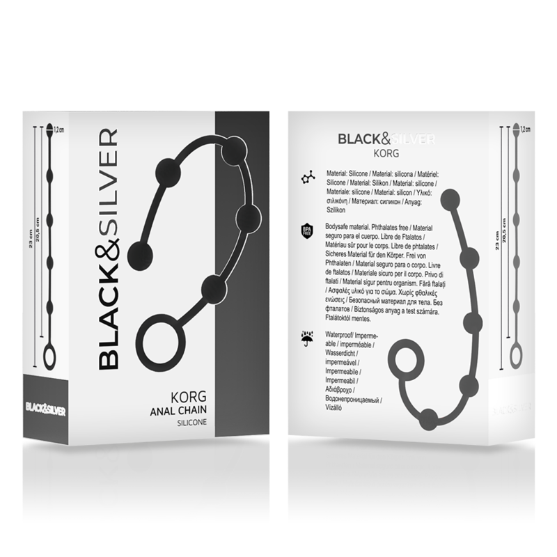BLACK&SILVER - KORG ANAL ROSARY SILICONE INITIATION 21 CM