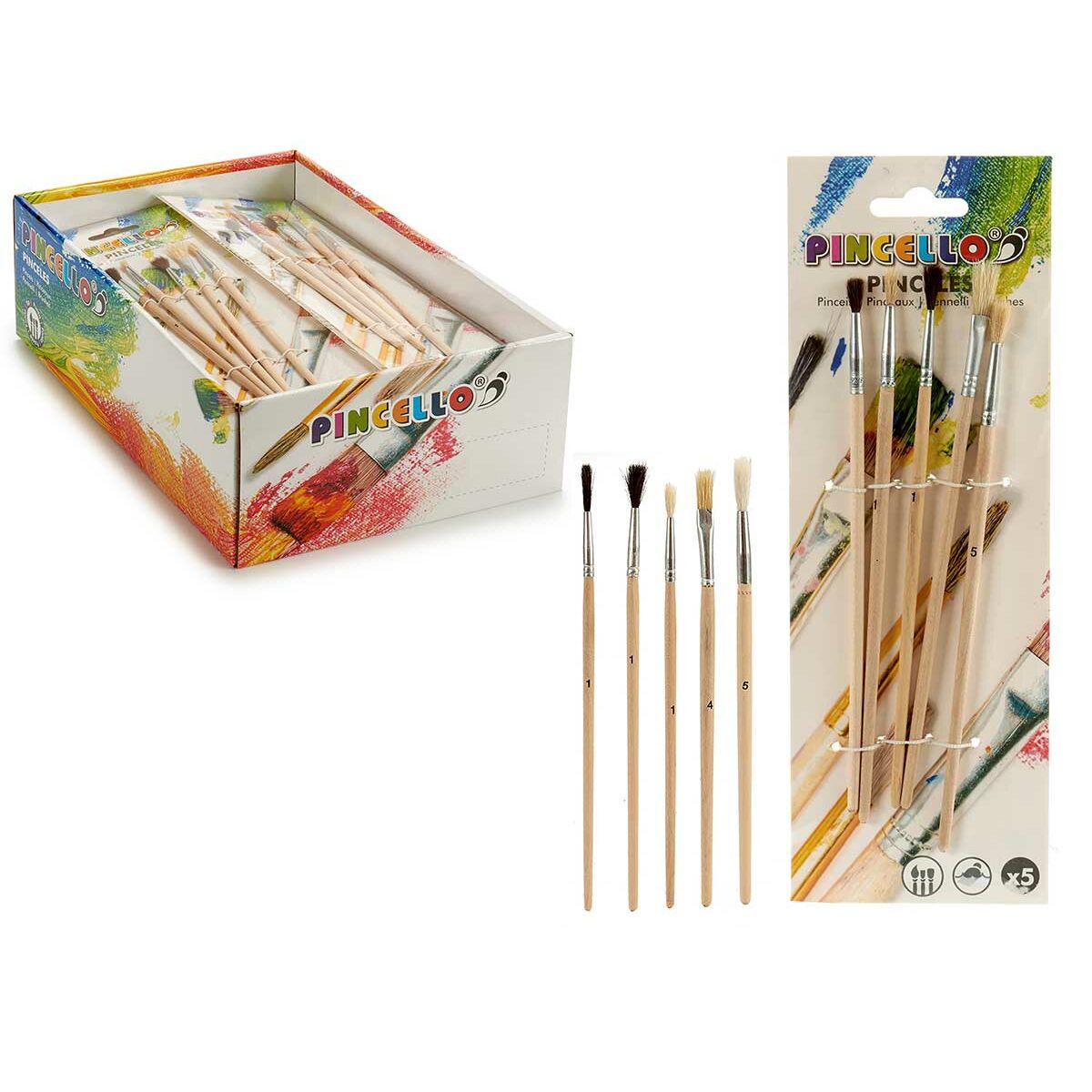 Paintbrushes Pincello AR1607028 Brown Grey Wood Metal (24 Units)