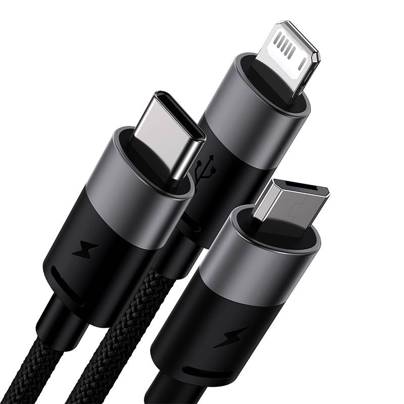 Baseus StarSpeed 3in1 USB-A/USB-C - micro USB - Lightning Cable 3,5A, 1.2m (black)