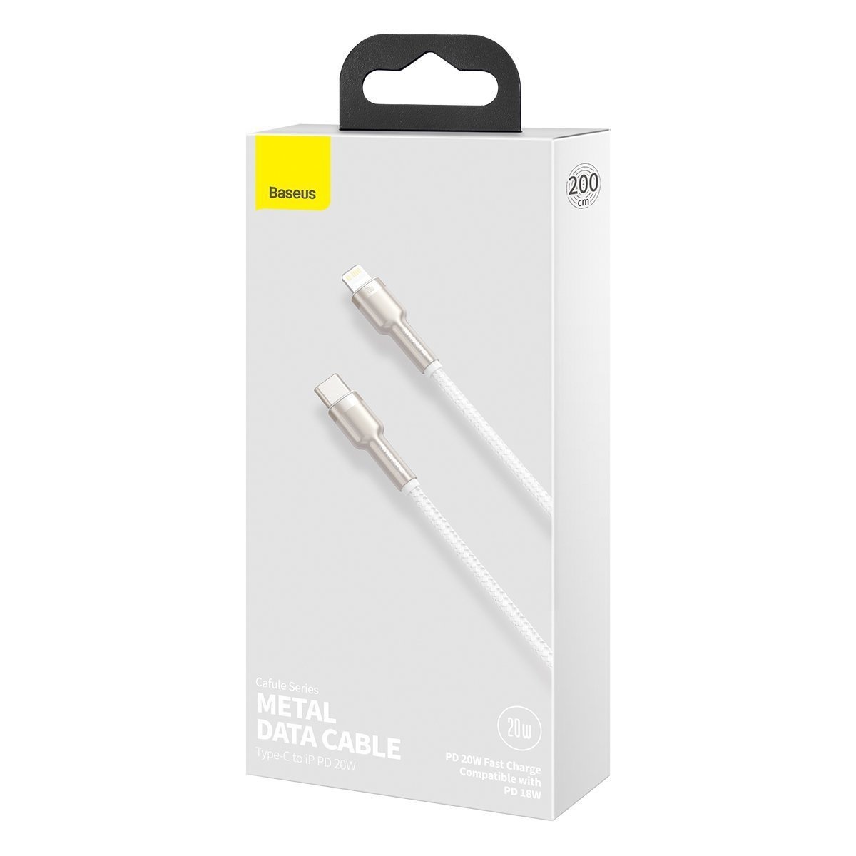 USB-C cable for Lightning Baseus Cafule, PD, 20W, 2m (white)