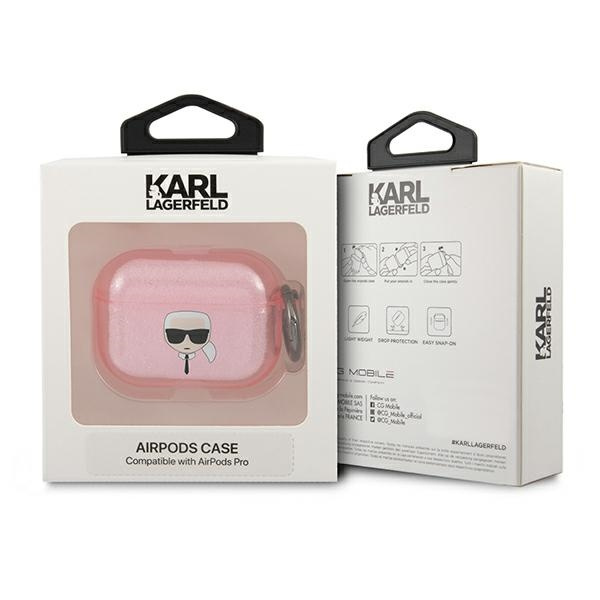 Karl Lagerfeld KLAPUKHGP Apple AirPods Pro cover pink Glitter Karl`s Head