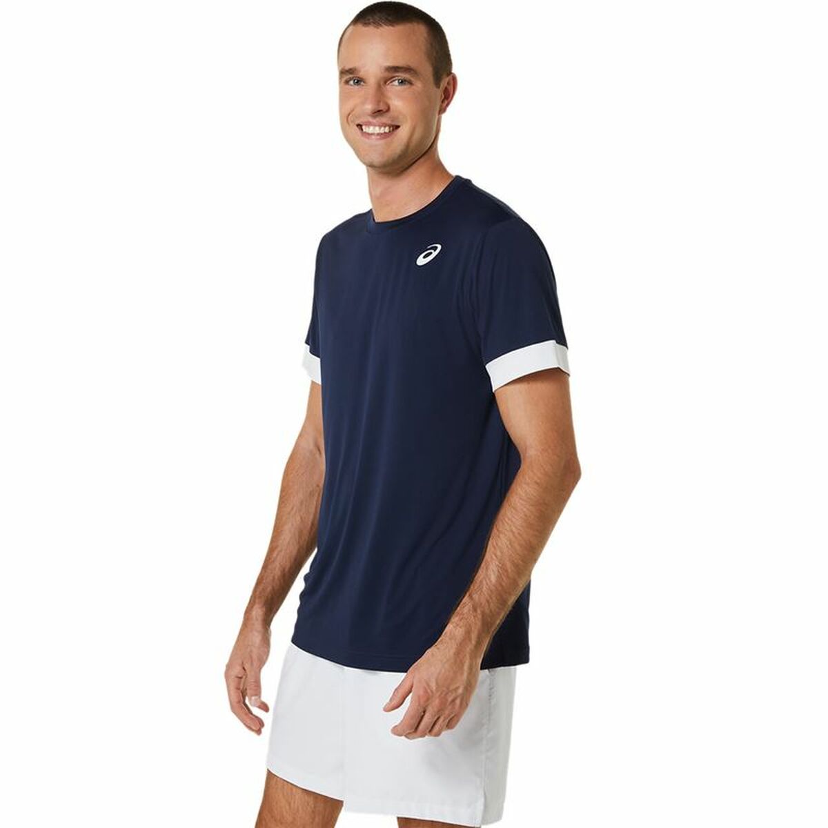 Short-sleeve Sports T-shirt Asics Court Navy Blue Tennis