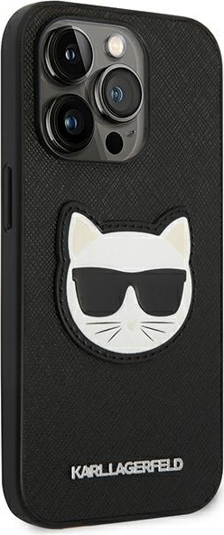 Karl Lagerfeld KLHCP14LSAPCHK Apple iPhone 14 Pro hardcase black Saffiano Choupette Head Patch