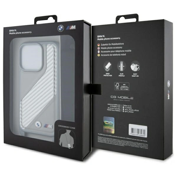 BMW BMHCP16X23PSCCG Apple iPhone 16 Pro Max hardcase M Edition Carbon Stripe & Strap grey