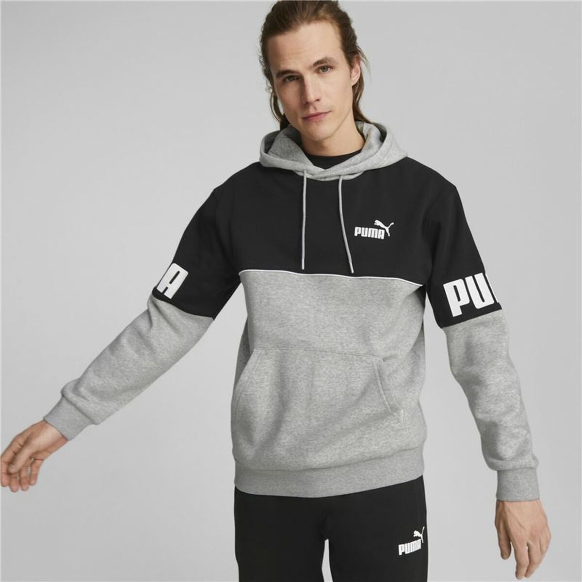 Men’s Hoodie Puma Power Colorblock Grey