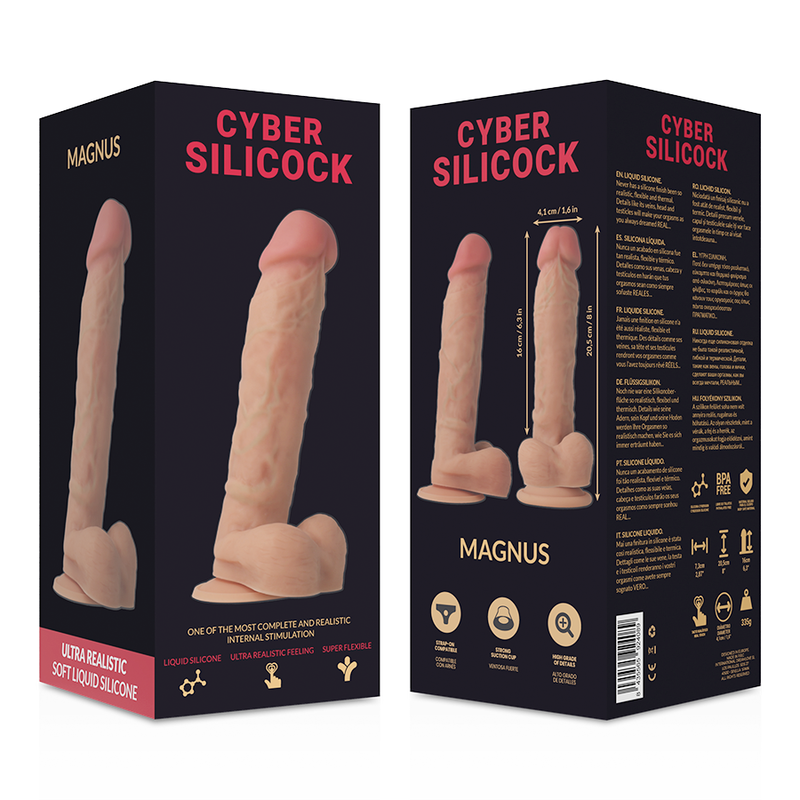 CYBER SILICOCK STRAP-ON MAGNUS LIQUID SILICONE WITH 3 RINGS FREE