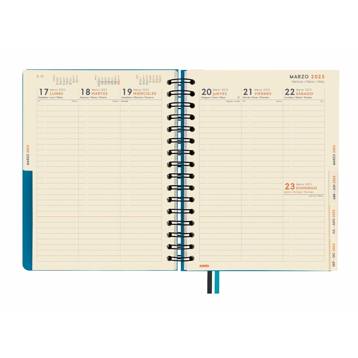 Diary Finocam Tempus Blue Quarto 15,5 x 21,7 cm 2024-2025