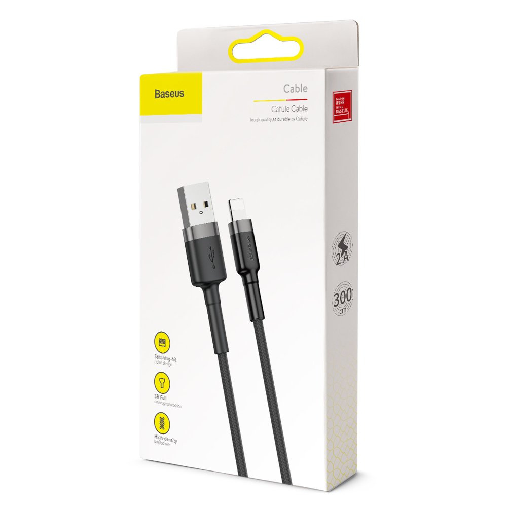 Baseus Cafule USB-A/Lightning Cable QC 3.0 2A 3M black-gray