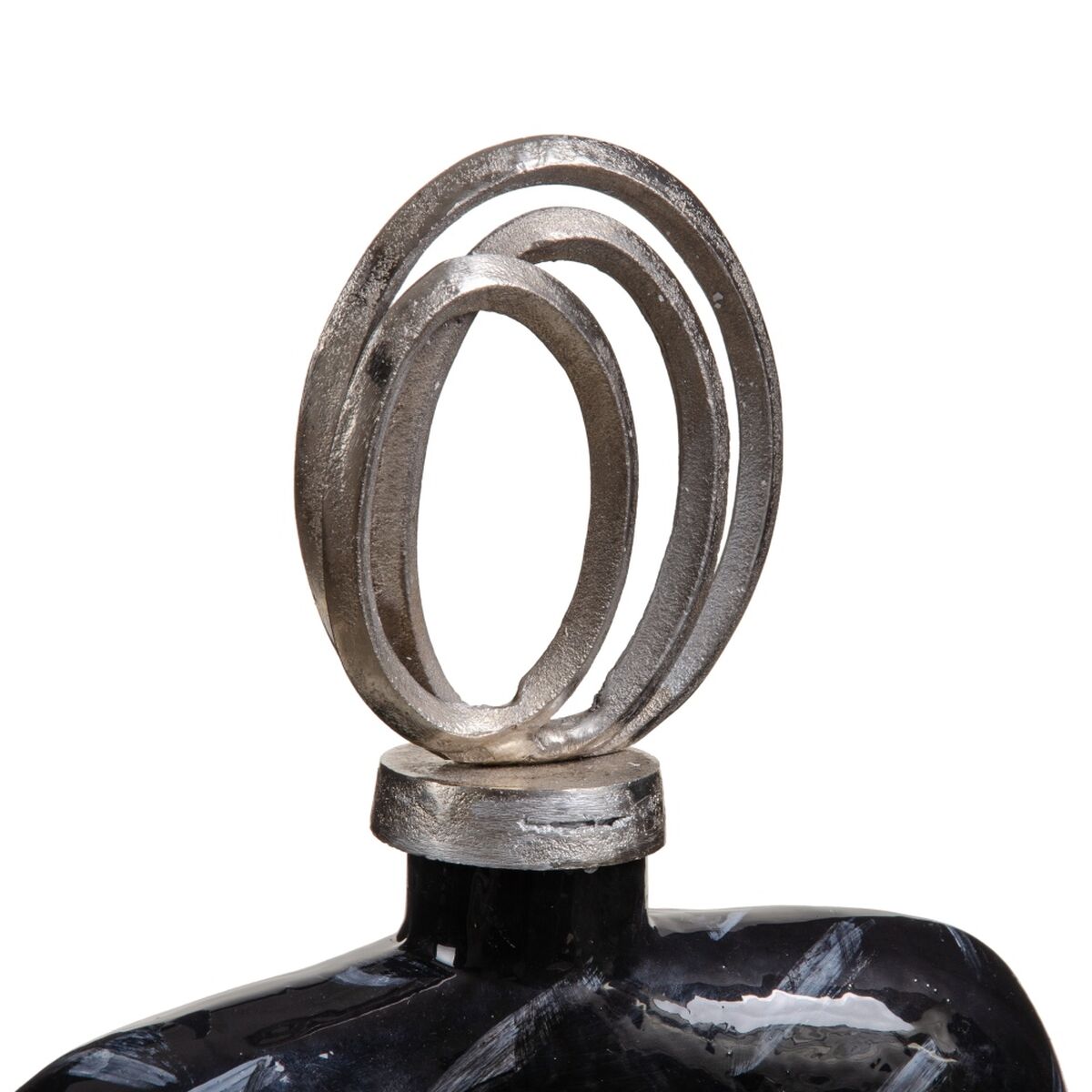Vase 28 x 14 x 48 cm Kristall Schwarz Metall Silber