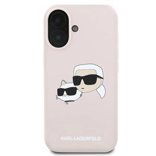 Etui Karl Lagerfeld KLHMP16MSKCHPPLP Apple iPhone 16 Plus hardcase Silicone Double Heads Print MagSafe różowy