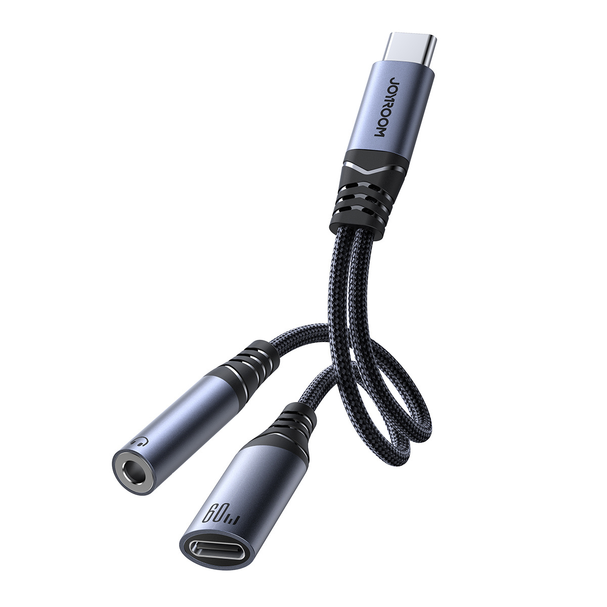 Joyroom SY-C02 DAC adapter 2in1 USB-C / USB-C, mini jack 3.5mm black