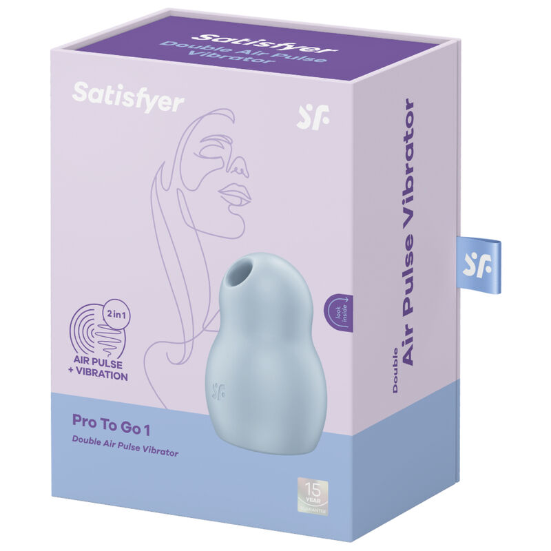 SATISFYER PRO TO GO 1 DOUBLE AIR PULSE STIMULATOR & VIBRATOR - BLUE
