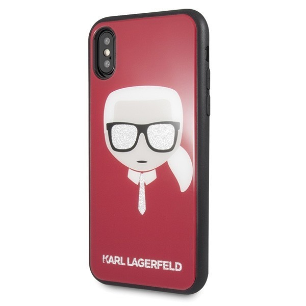 Karl Lagerfeld KLHCPXDLHRE iPhone X/Xs red Iconic Glitter Karl`s Head