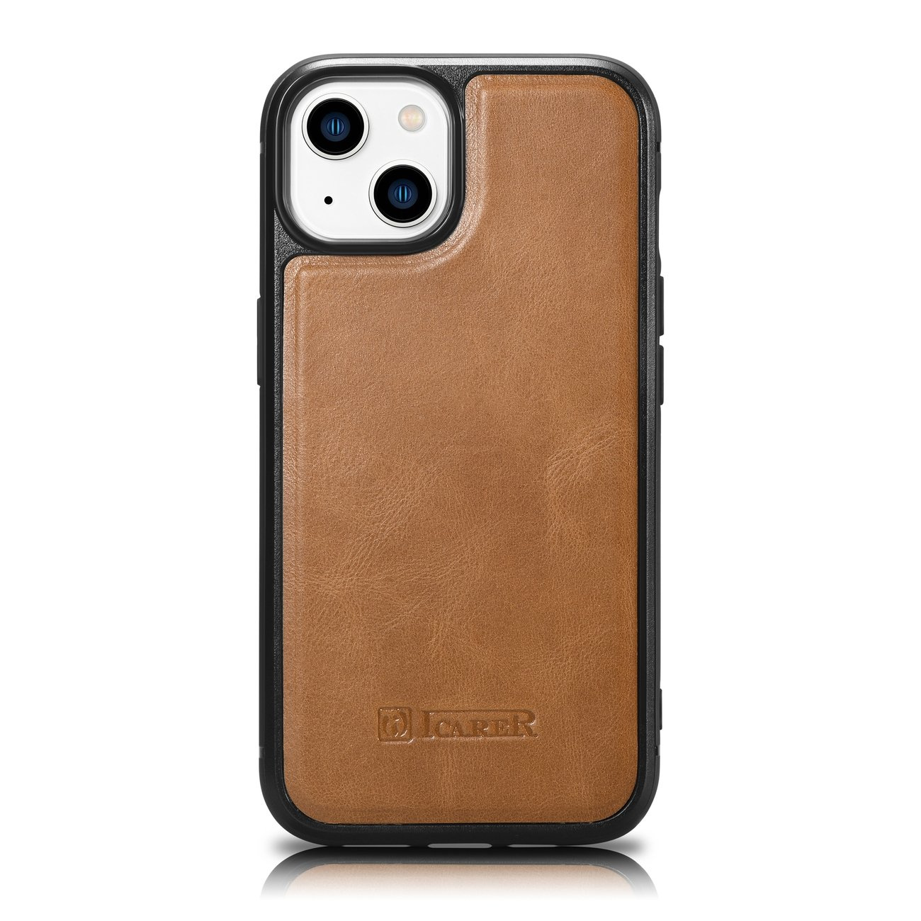 iCarer Leather Oil Wax MagSafe Apple iPhone 14 light brown