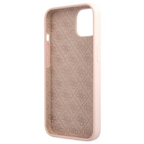 Guess GUHMP13MLSLMGLP Apple iPhone 13 light pink hardcase Silicone Script Gold Logo Magsafe