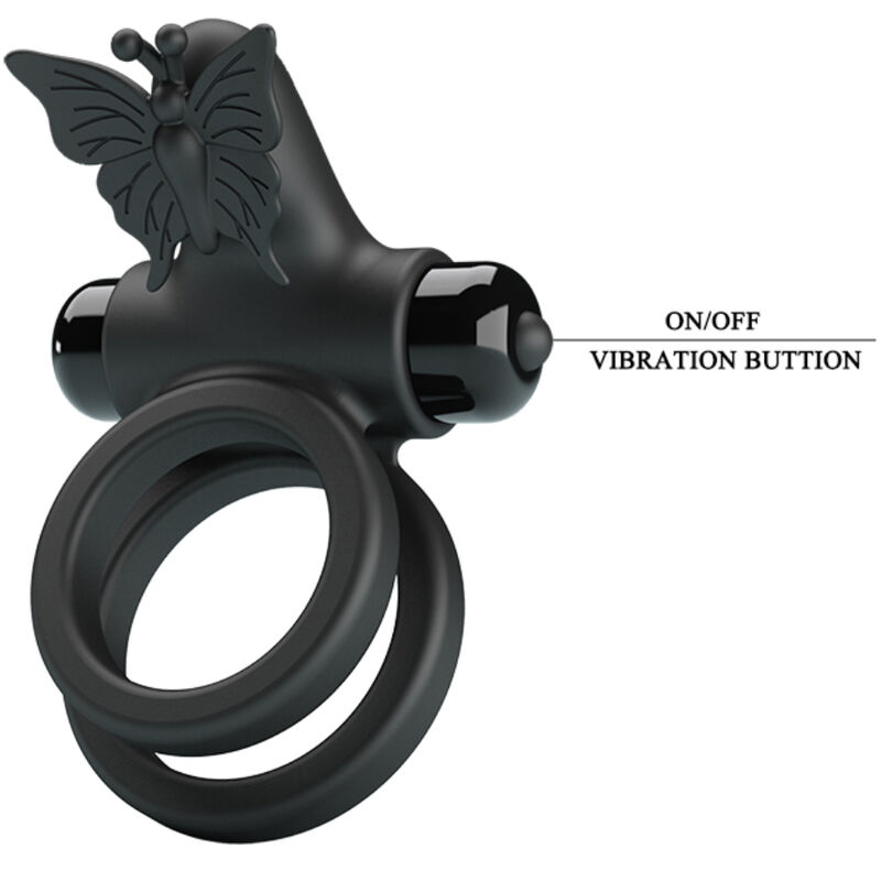 PRETTY LOVE - DOUBLE RING VIBRATOR WITH BLACK STIMULATOR