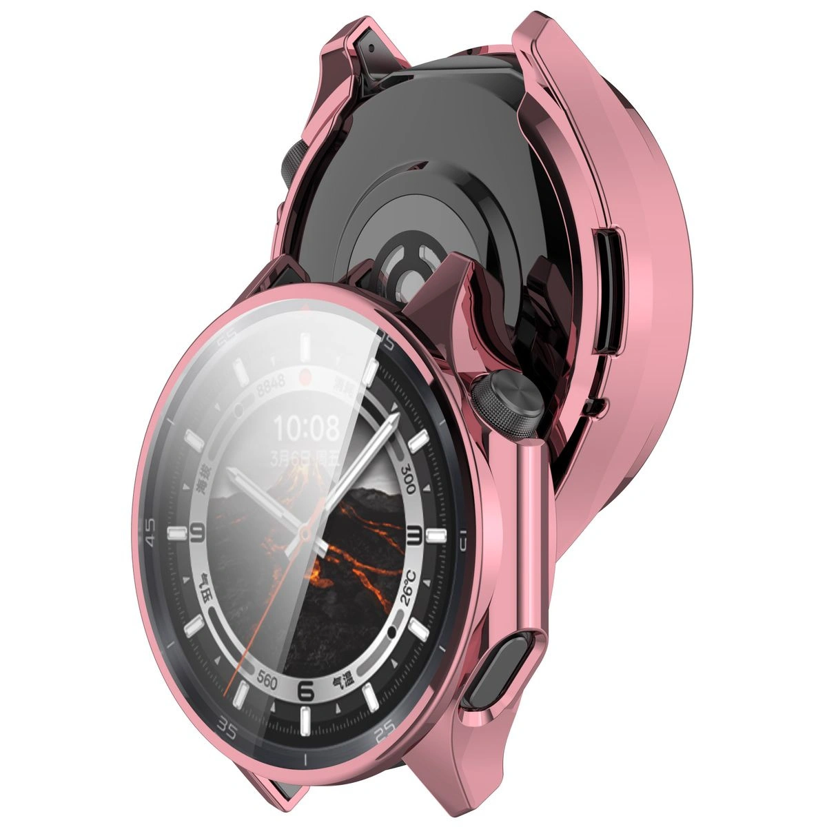 Bizon Case Watch Felipe with screen protector for OnePlus Watch 3 / Oppo Watch X2 pink