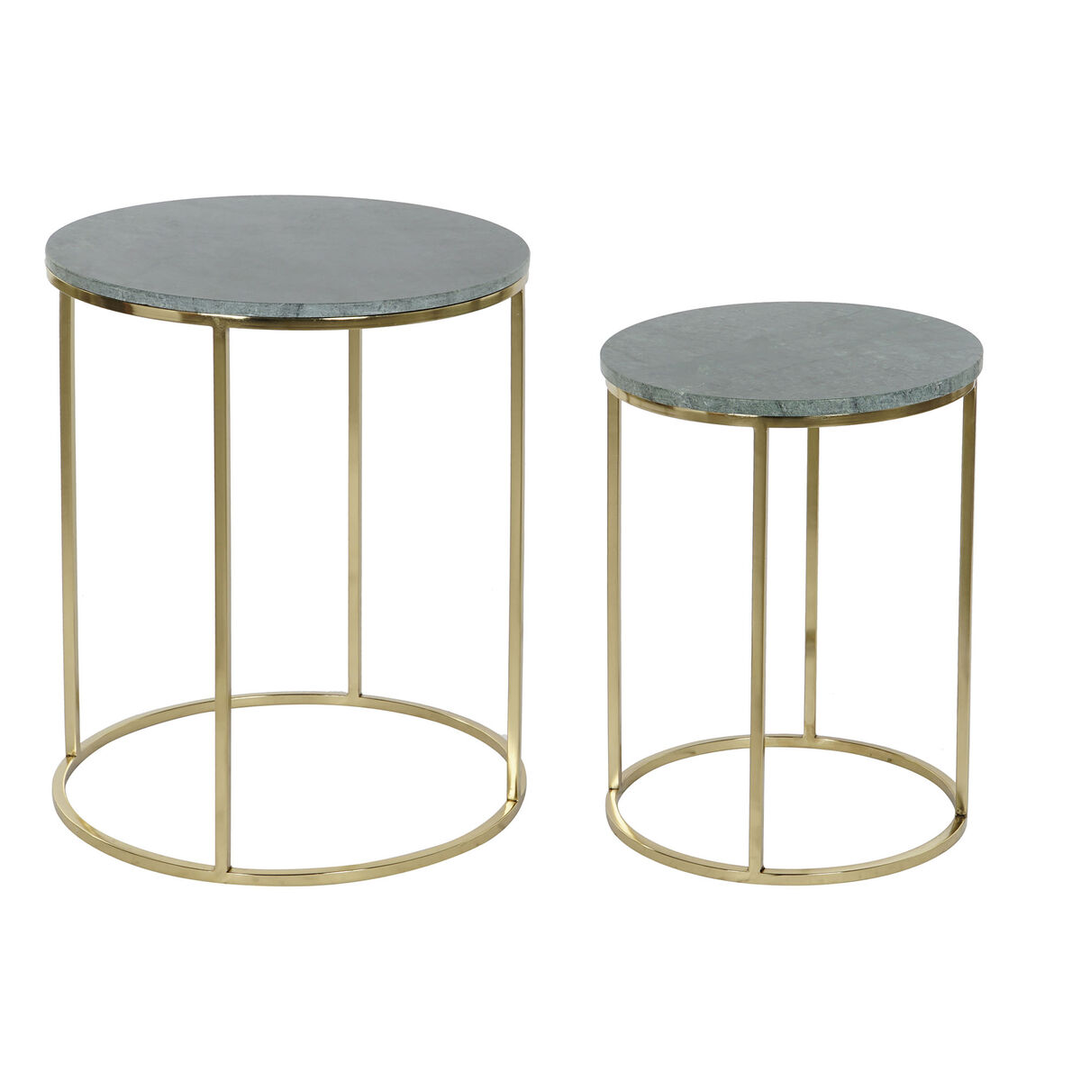 Set of 2 tables DKD Home Decor Green Golden Aluminium Marble 46 x 46 x 58 cm