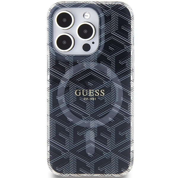 Guess GUHMP15LHGCUSTGK Apple iPhone 15 Pro hardcase IML GCube MagSafe black
