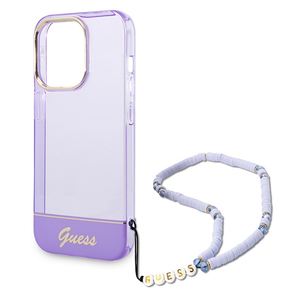 Guess GUHCP14XHGCOHU Apple iPhone 14 Pro Max purple hardcase Translucent Pearl Strap