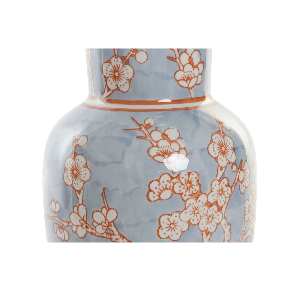 Vase DKD Home Decor 13 x 13 x 31 cm Porcelain Blue Orange Oriental