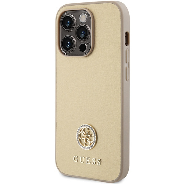Guess GUHCP15LPS4DGPD Apple iPhone 15 Pro hardcase Strass Metal Logo gold