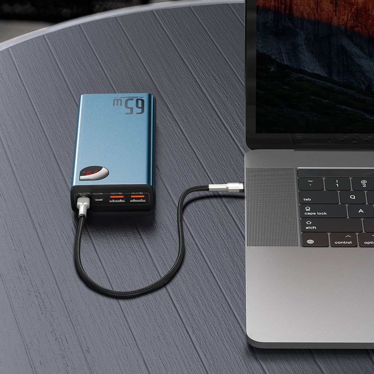 Baseus Adaman Metal Power Bank 20000mAh PD QC 3.0 65W 2xUSB + USB-C + micro USB (Blue)