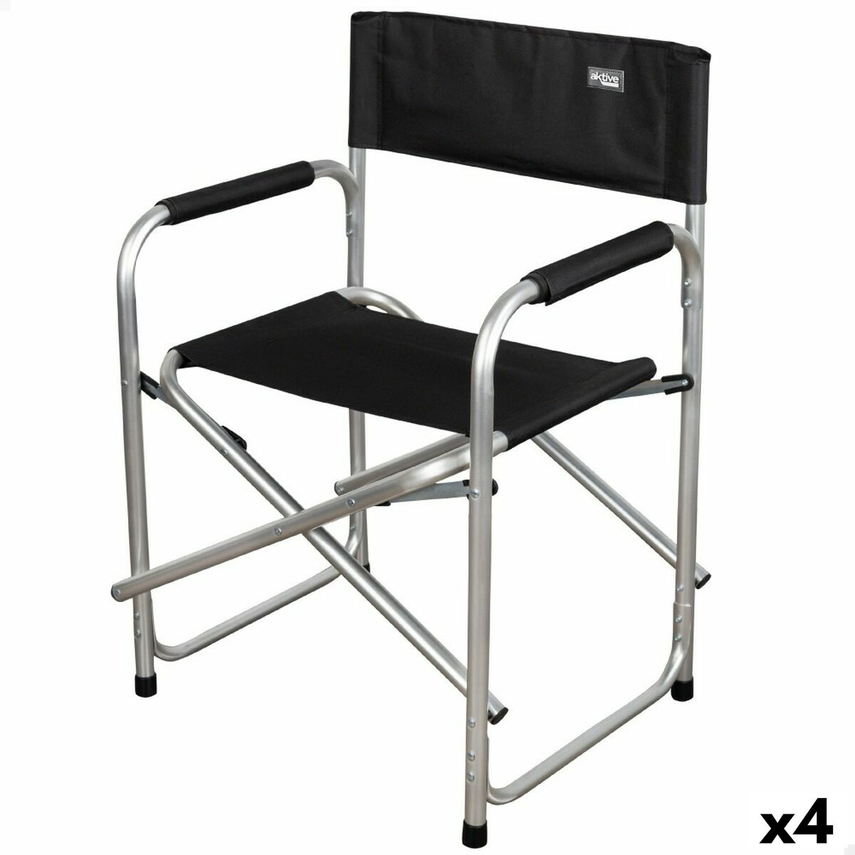 Foldable Camping Chair Aktive Black 51 x 81 x 45 cm (4 Units)