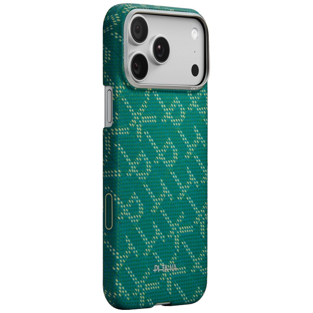 Etui PITAKA Ultra-Slim Monogram MagSafe do Apple iPhone 17 Pro złoto zielony