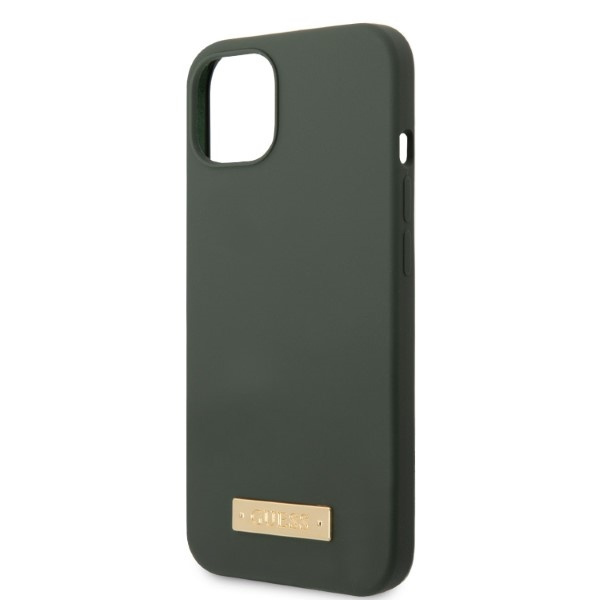 Guess GUHMP13MSBPLA Apple iPhone 13 khaki hard case Silicone Logo Plate MagSafe