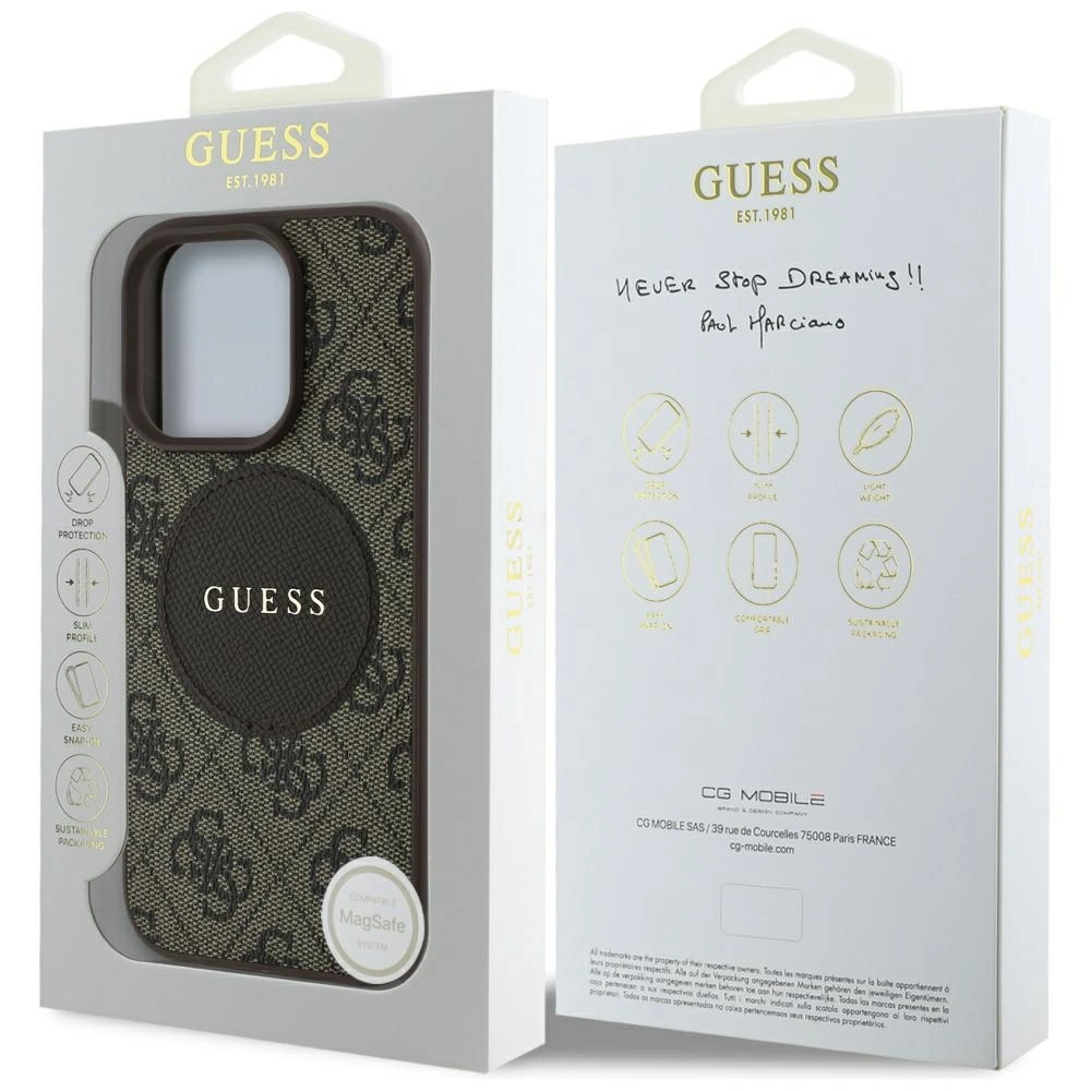 Guess 4G Circle Classic Logo MagSafe Apple iPhone 16 Pro Max brown