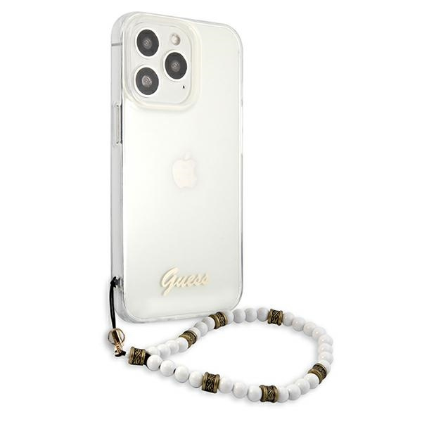 Guess GUHCP13LKPSWH Apple iPhone 13 Pro Transparent hardcase White Pearl